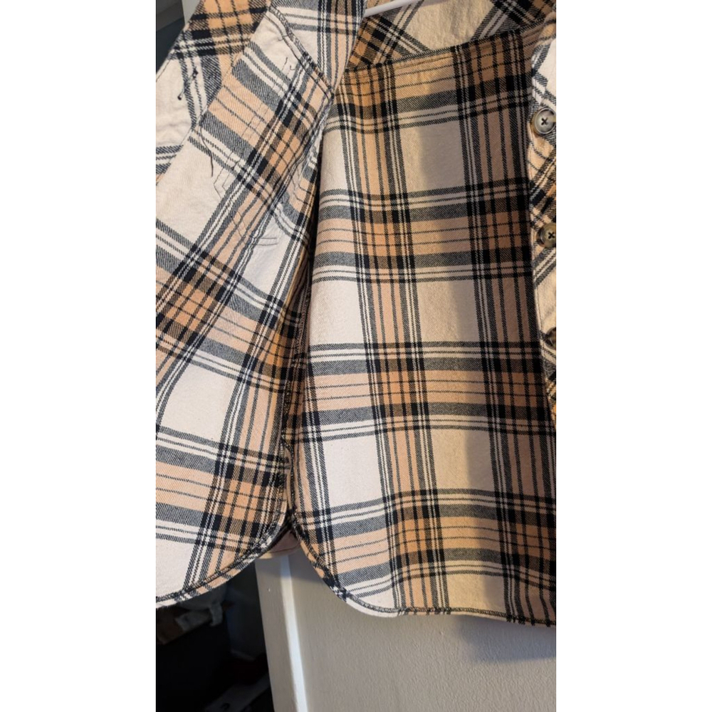 Sanctuary Women's Plaid Button Down Shirt XS Beige Black - Picture 5 of 7